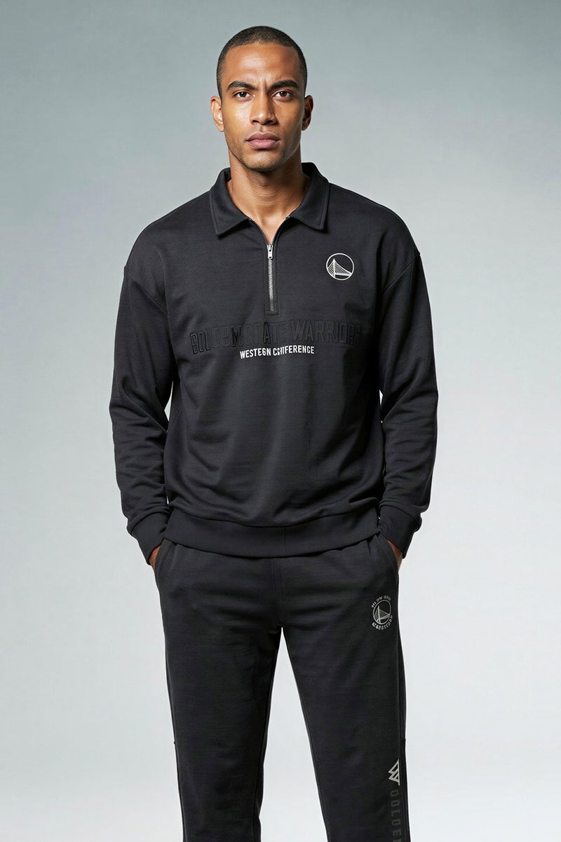 DeFacto Grey Man Boxy Fit NBA Golden State Warriors Long Sleeve Sweatshirt Casual - Image 3